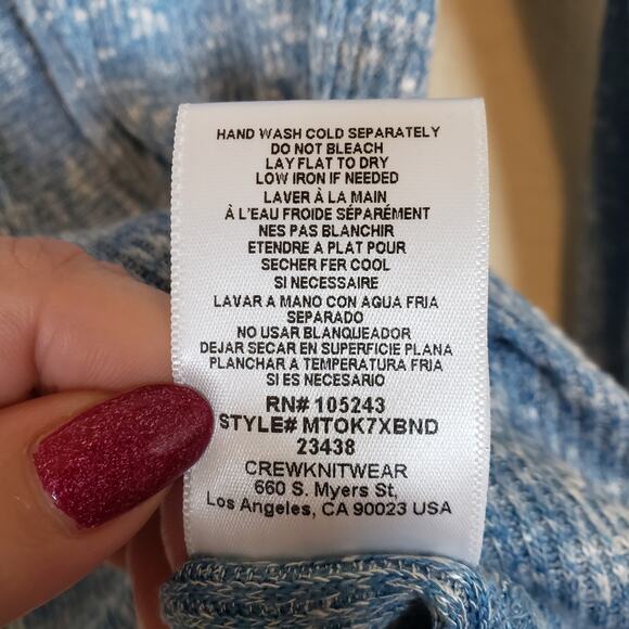 Bobeau Blue Faux Wrap V-Neck Long Sleeve Knit Top Women's Small Fall Casual - Picture 8 of 8